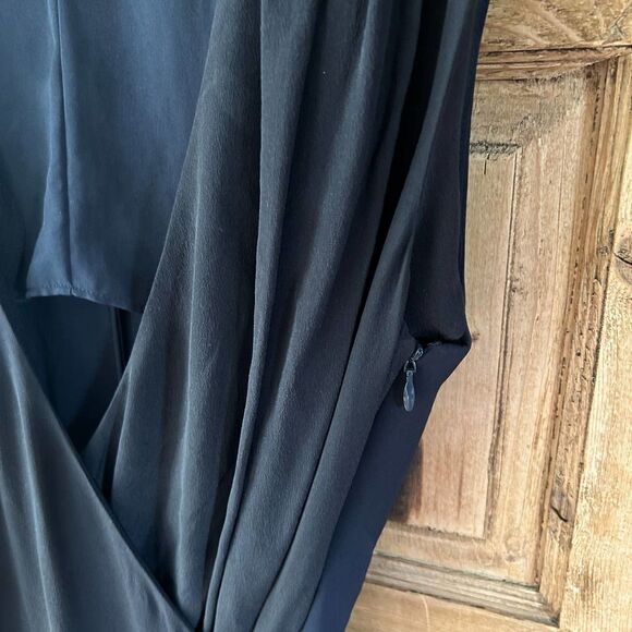 Women's All Saints US‎ 2 / UK 6 Black Silk Albe Dress Faux Wrap Drape - Picture 7 of 12